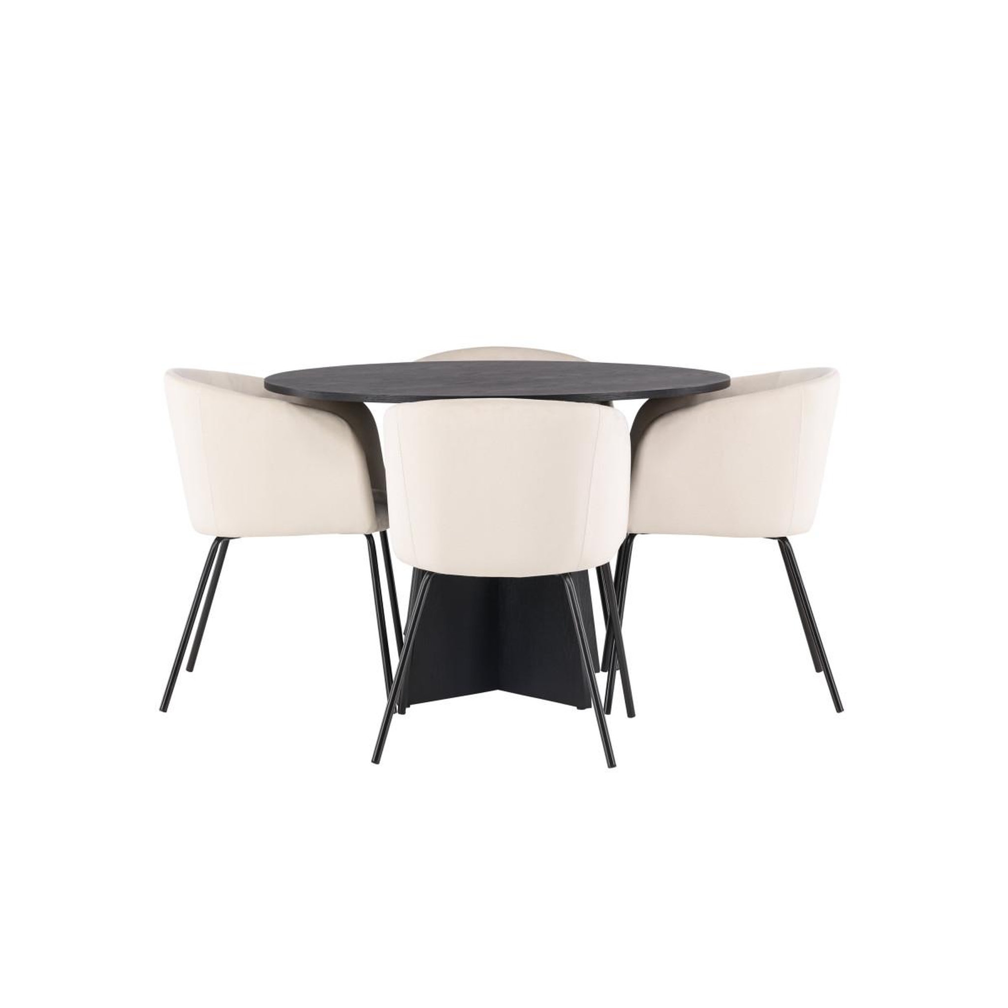 Voir la diapositive 2 : Paris Prix Ensemble table à manger & 4 chaises  bootcut & berit  110cm noir & beige clair