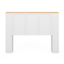 Voir la diapositive 3 : ID MARKET Tête de lit sur pied VITO 145 cm avec rangements blanc et plateau bois