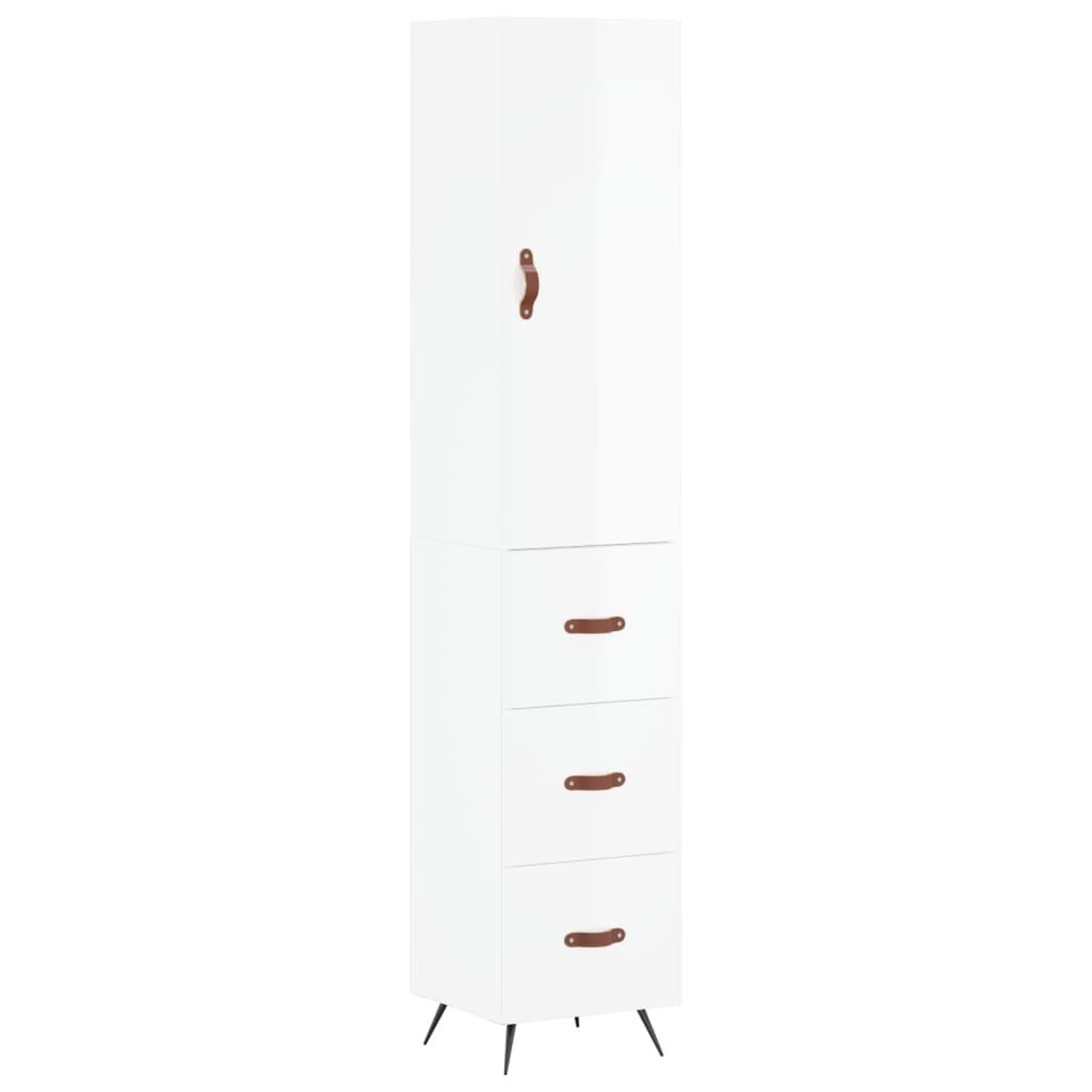 Voir la diapositive 2 : VIDAXL Buffet haut Blanc brillant 34,5x34x180 cm Bois d'ingenierie