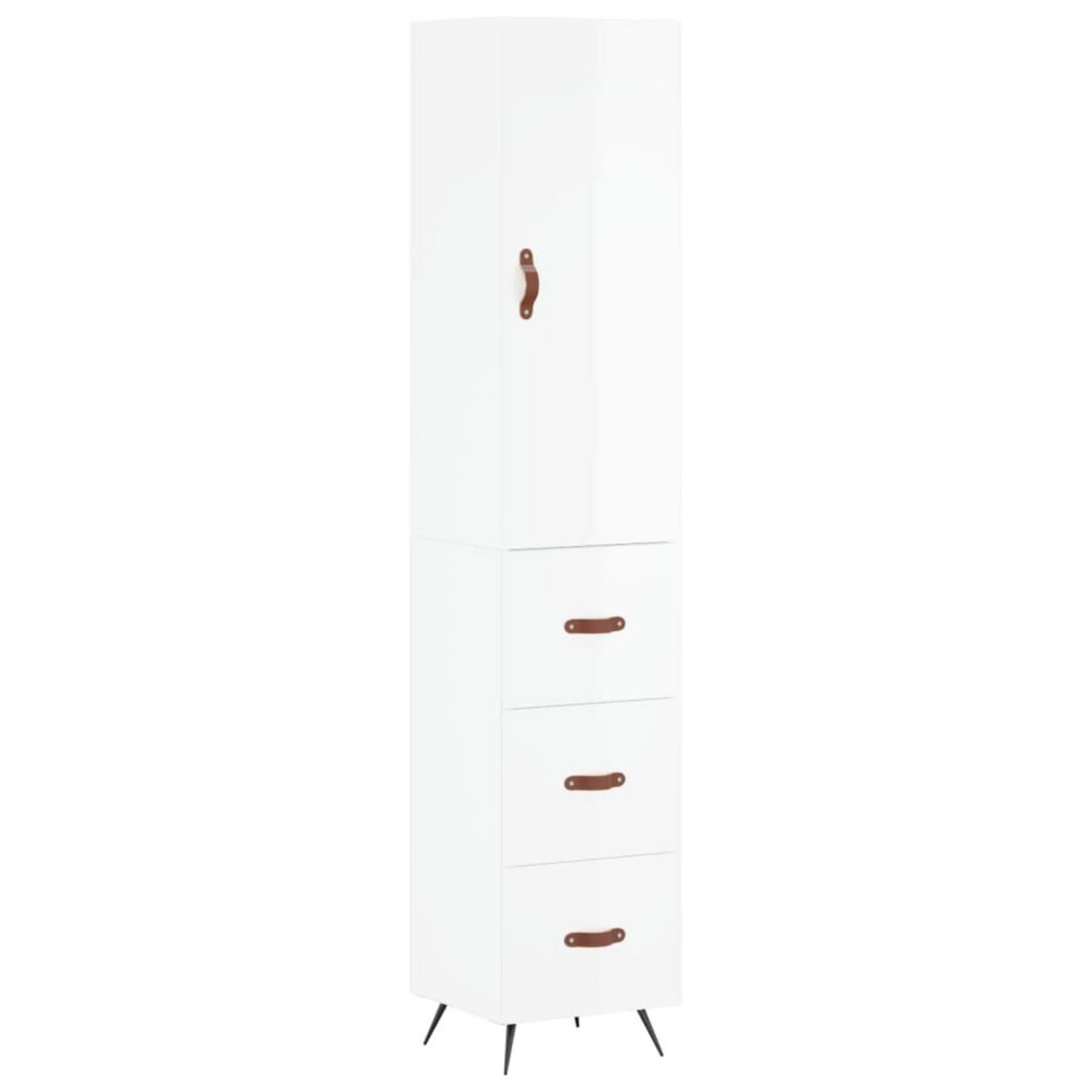 VIDAXL Buffet haut Blanc brillant 34,5x34x180 cm Bois d'ingenierie