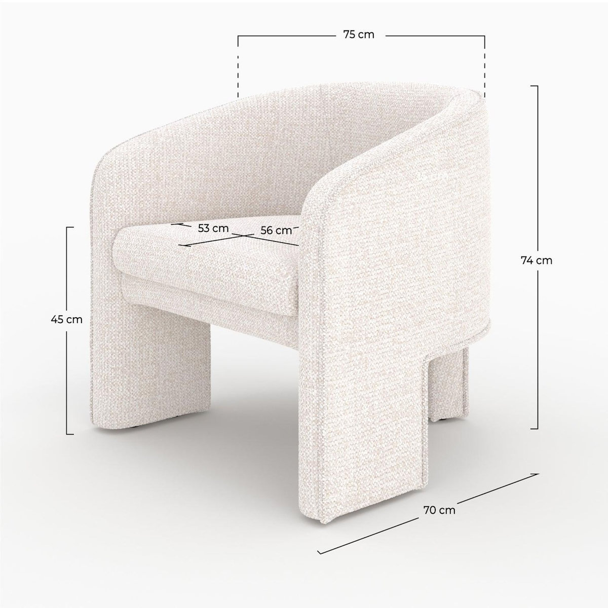 Rendez vous déco Fauteuil en tissu texturé crème-Nelia
