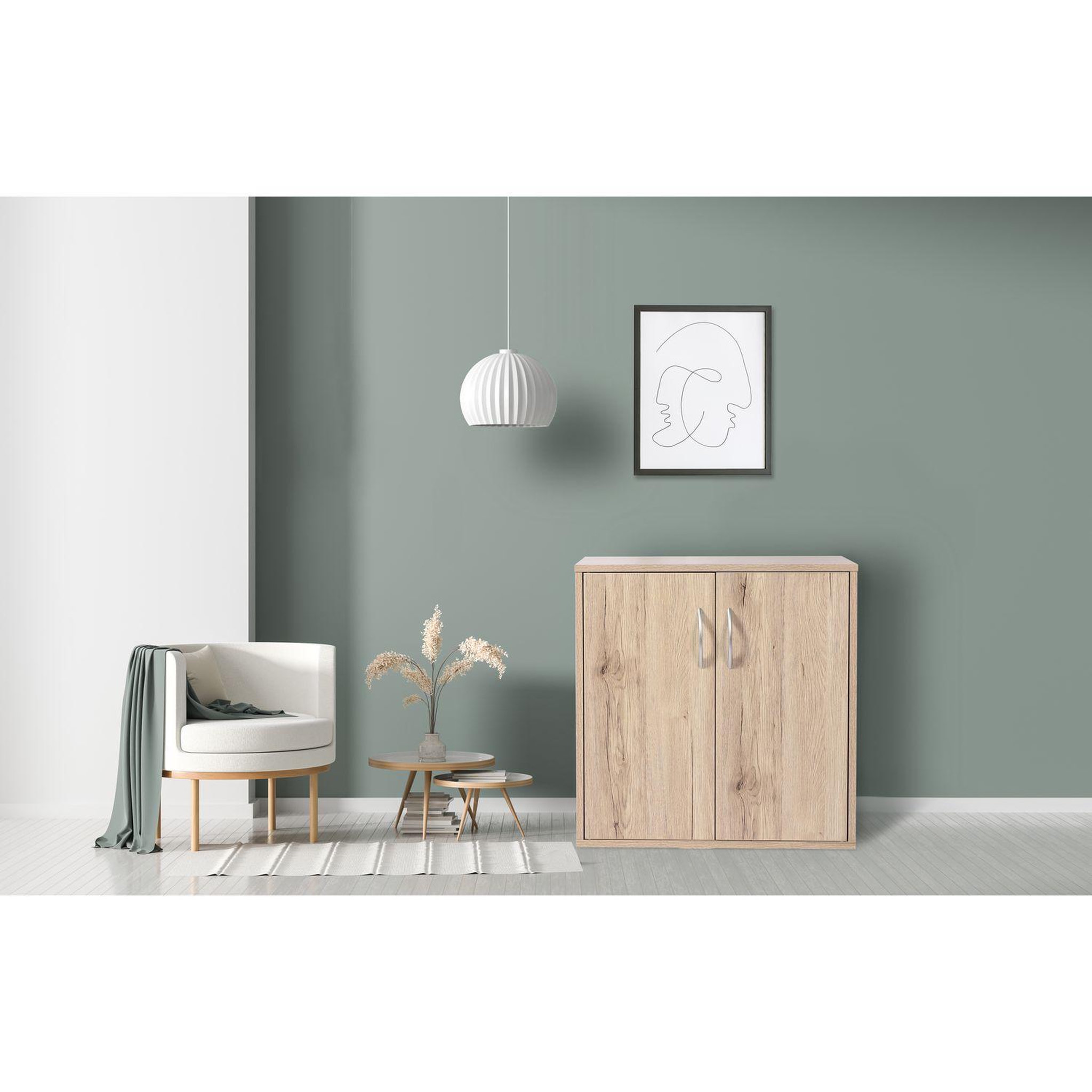 Voir la diapositive 2 : TOILINUX Meuble de rangement à 2 portes pratik - hauteur 58,50 cm - bois clair