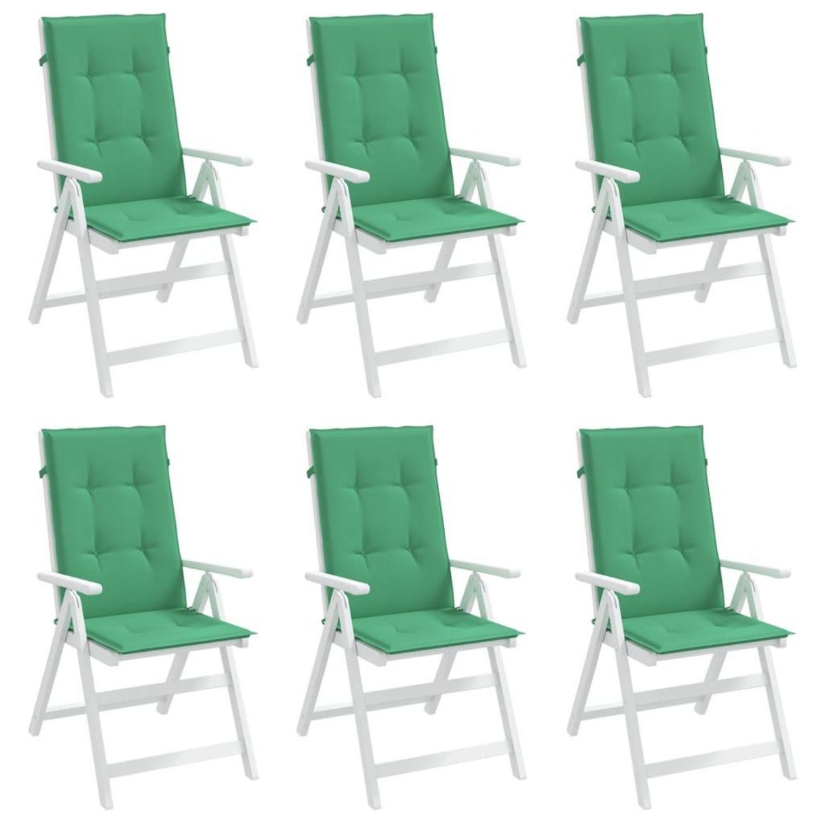 VIDAXL Coussins de chaise de jardin a dossier haut lot de 6 vert tissu
