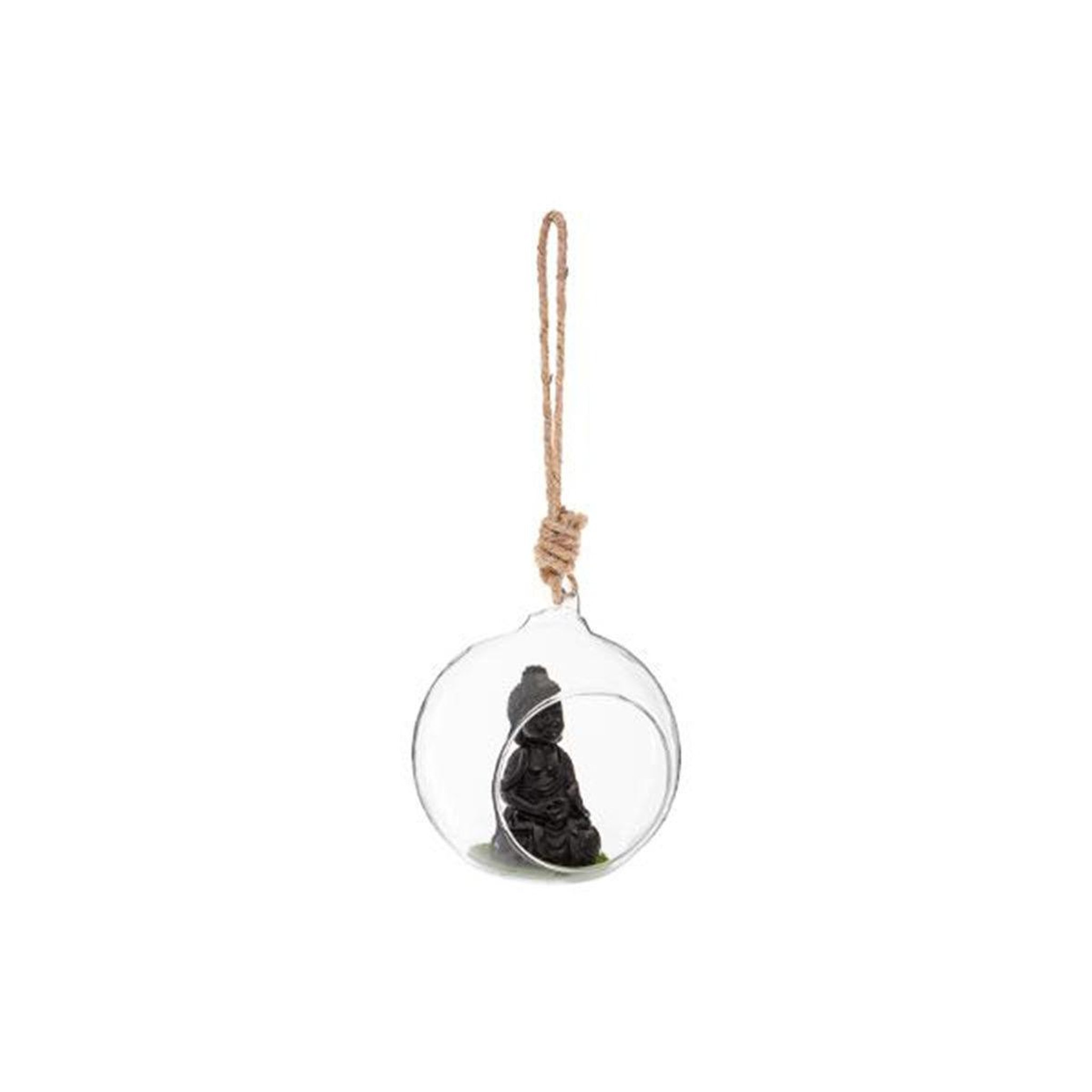 ATMOSPHERA Boule en verre suspendue  bouddha  10cm transparent