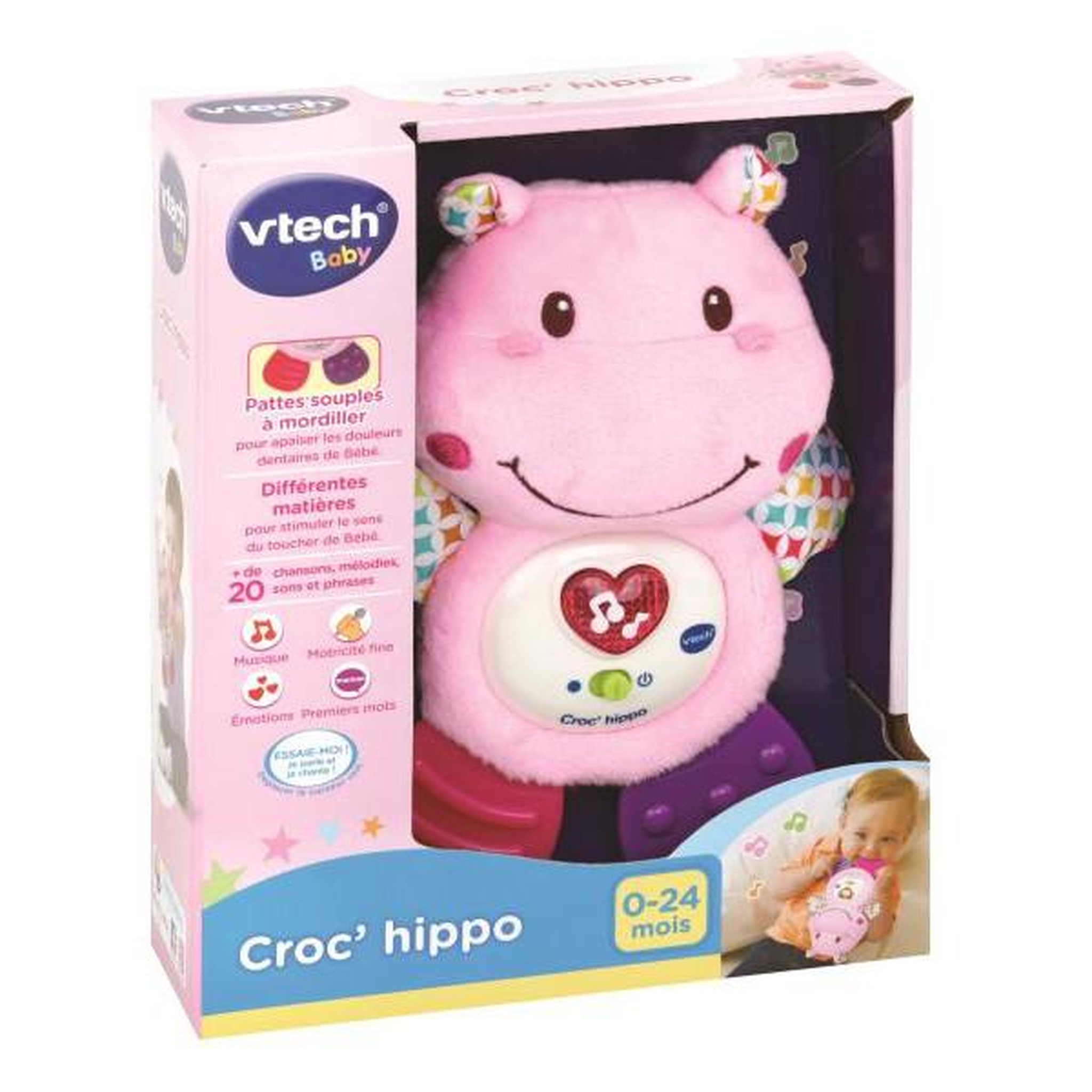 Voir la diapositive 6 : VTECH BABY VTECH BABY - Hochet Croc'Hippo - Peluche Texturée Rose