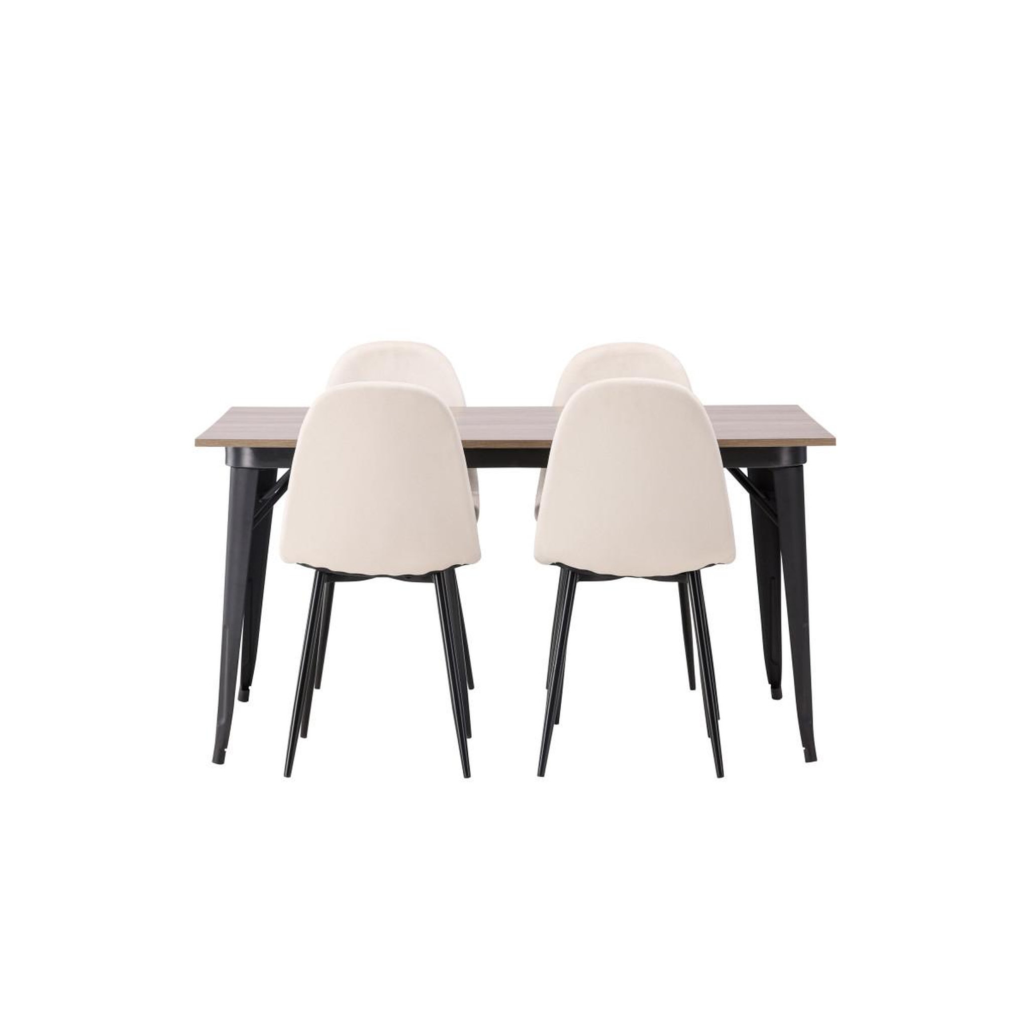 Voir la diapositive 2 : Paris Prix Ensemble table à manger & 4 chaises  tempe & polar  140cm naturel & beige