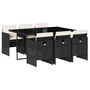 Voir la diapositive 2 : VIDAXL Ensemble a manger de jardin coussins 7pcs Noir Resine tressee
