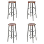 VIDAXL Tabourets de bar lot de 4 argente et marron MDF
