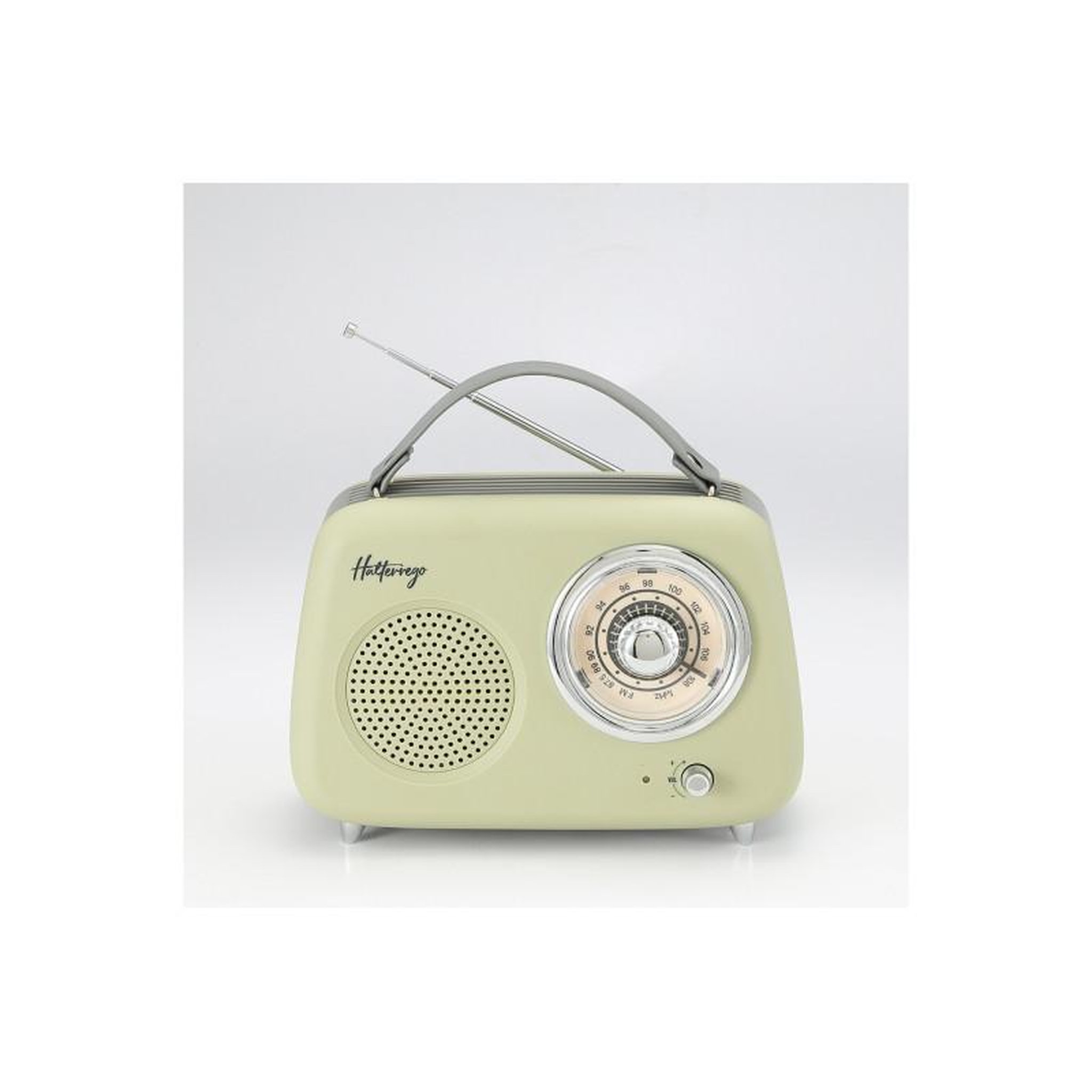 Halterrego Radio Halterrego Enceinte Radio retro RMS 5W, Bluetooth, Radio FM, lecteur USB, Aux IN, Batterie rechargeable, vert olive