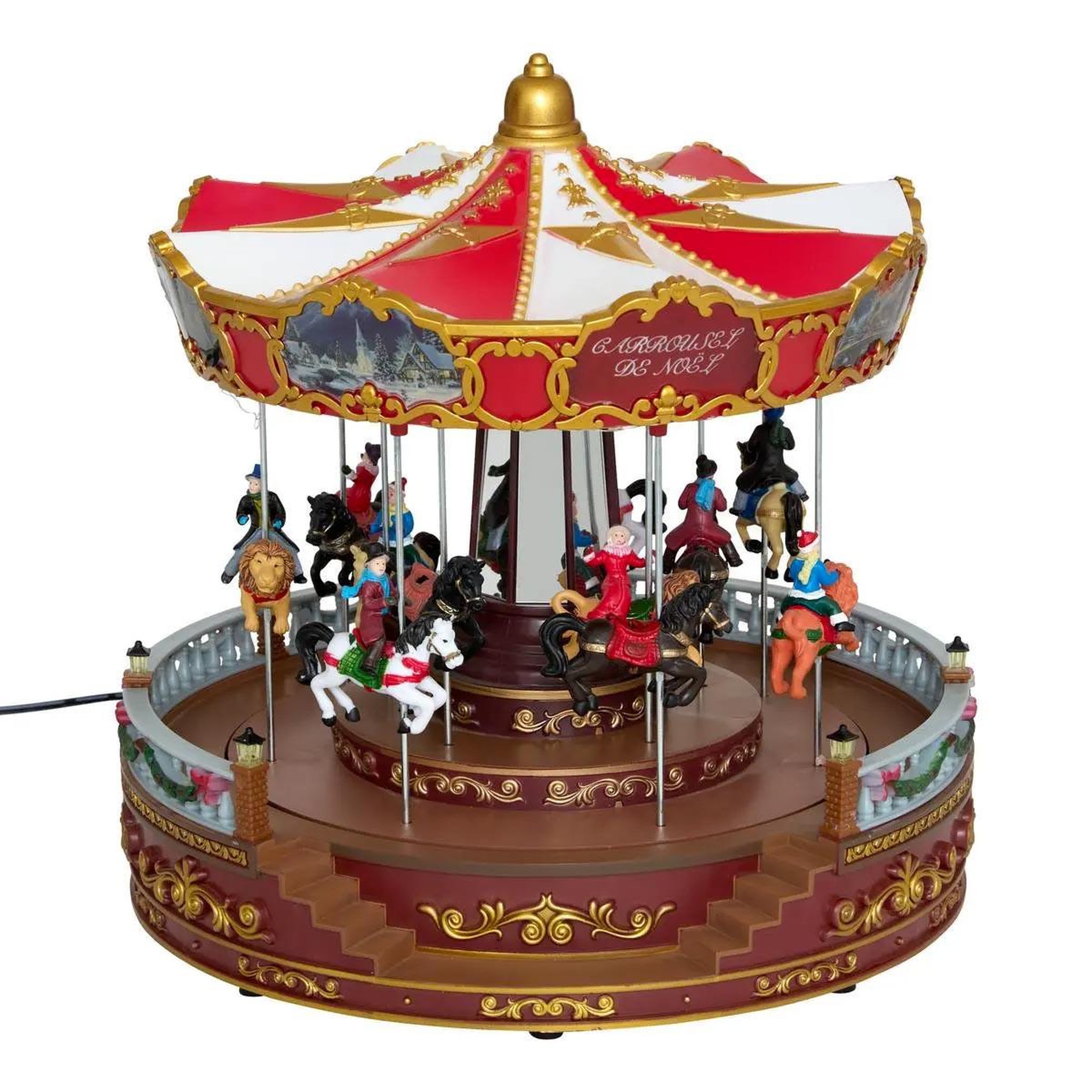 FEERIC LIGHT & CHRISTMAS Village de noël carrousel  fête foraine  31cm multicolore