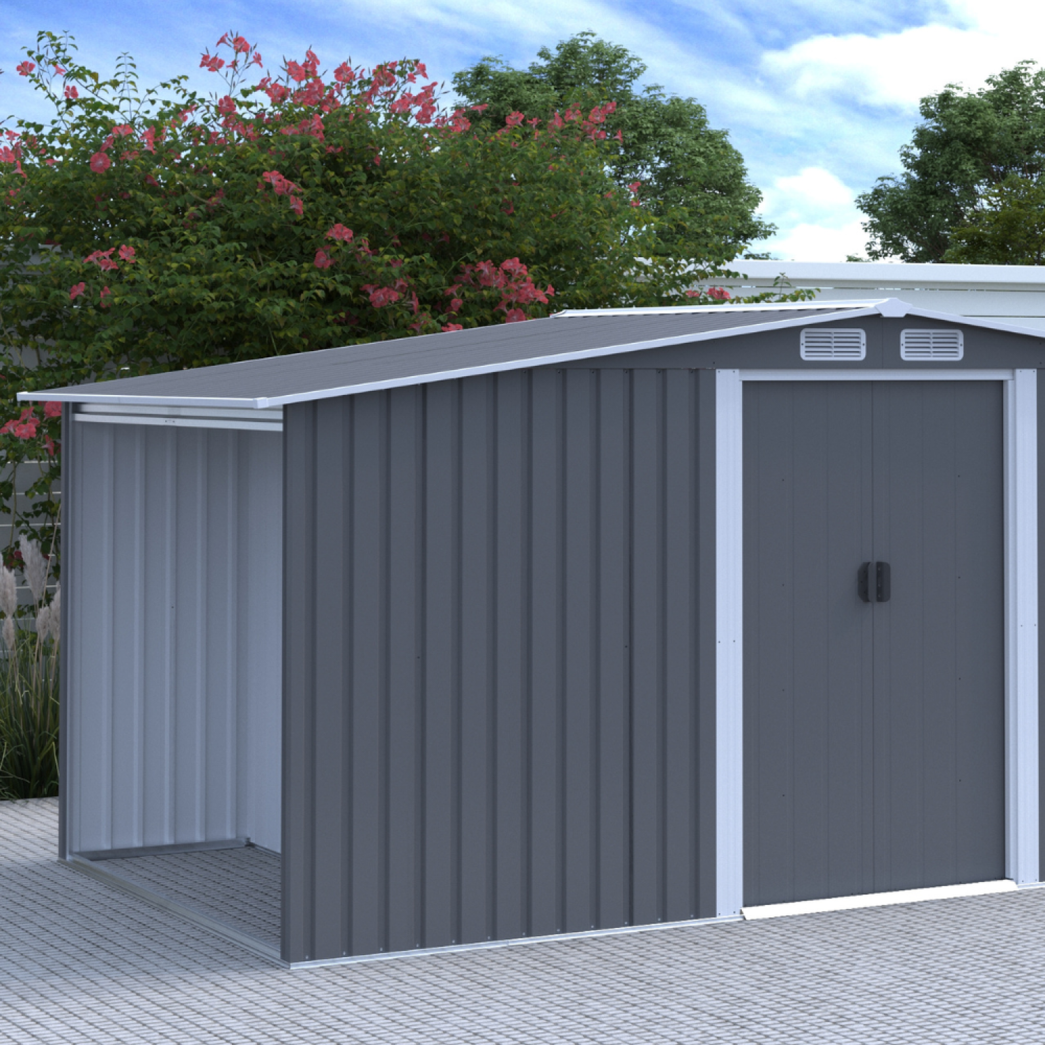 Voir la diapositive 2 : CONCEPT USINE Abri de jardin 6.87m2 avec abri bûches VOSGES