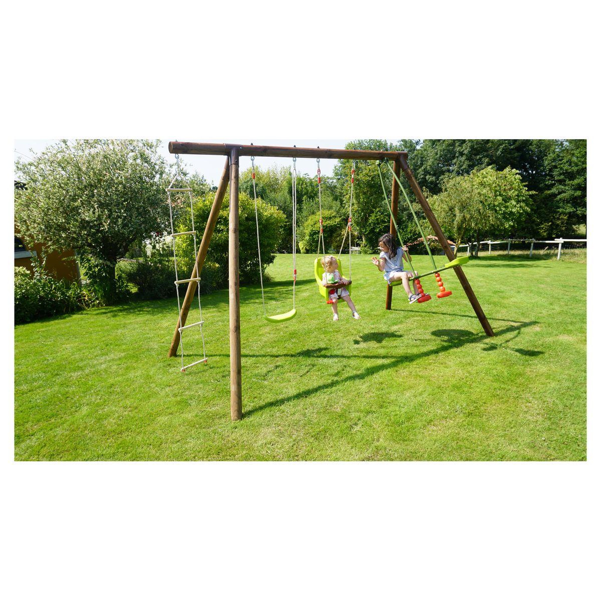 Voir la diapositive 1 : Soulet Portique balançoire - Bois - H2,20m - SUZON