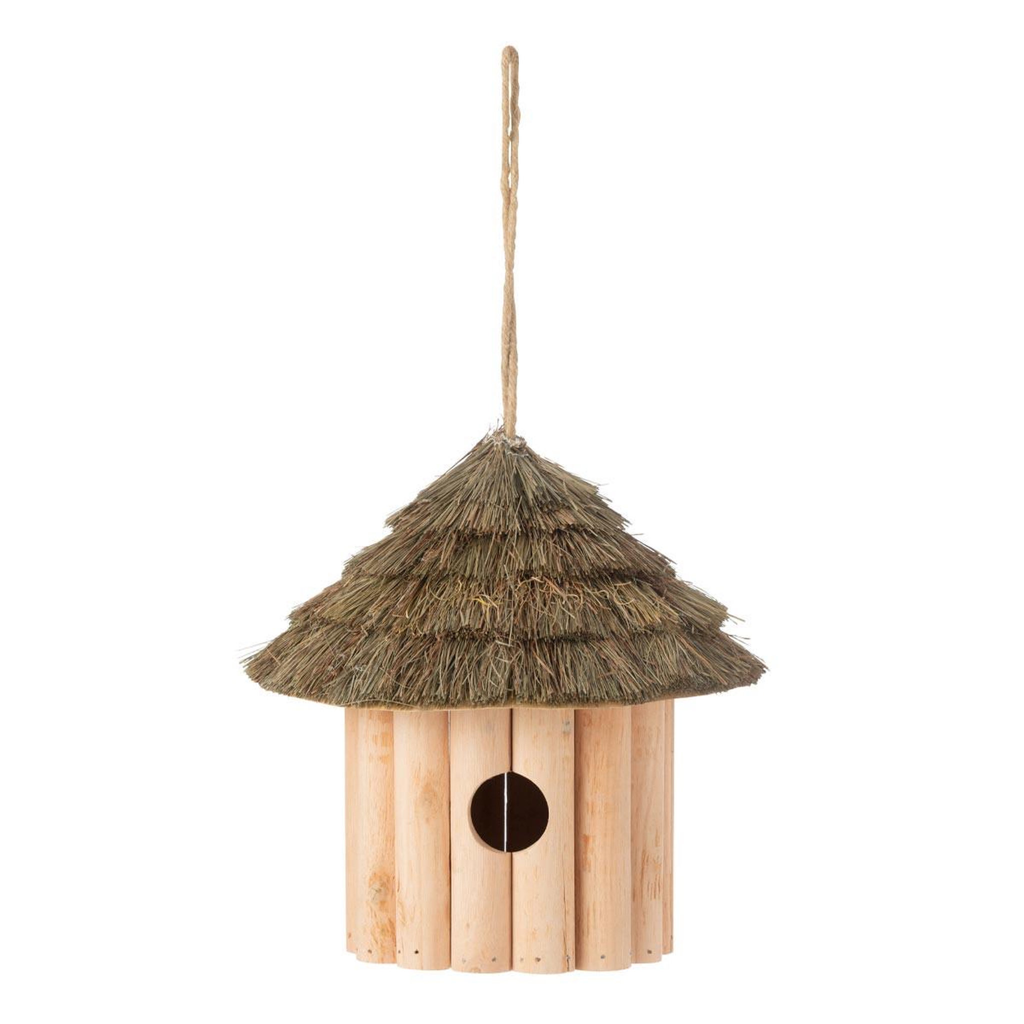 J-LINE Nichoir Suspendu en Bois  Welcome  25cm Naturel