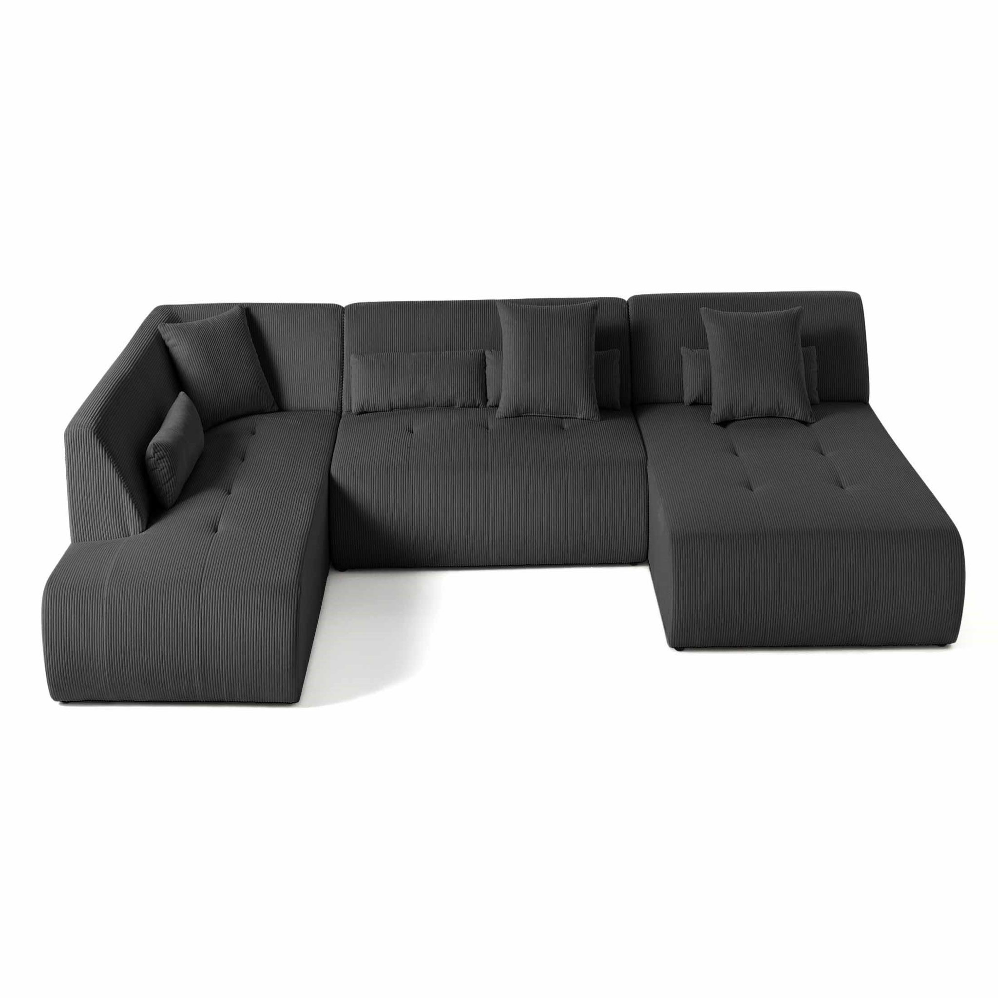 Voir la diapositive 1 : LISA DESIGN Onyx - canapé panoramique d'angle gauche 7 places - en velours côtelé