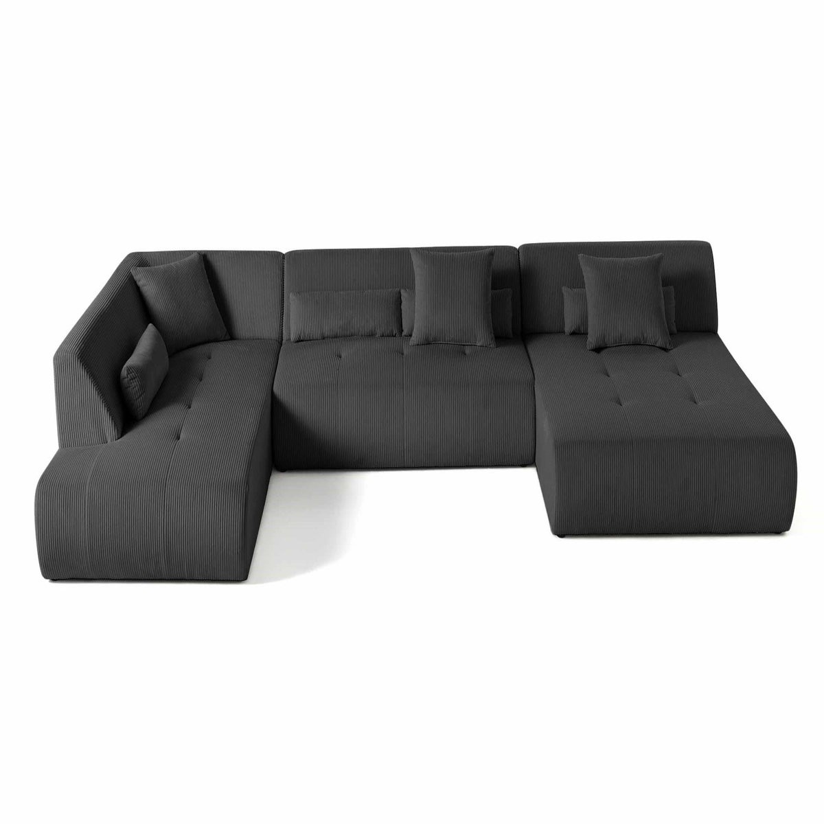 LISA DESIGN Onyx - canapé panoramique d'angle gauche 7 places - en velours côtelé