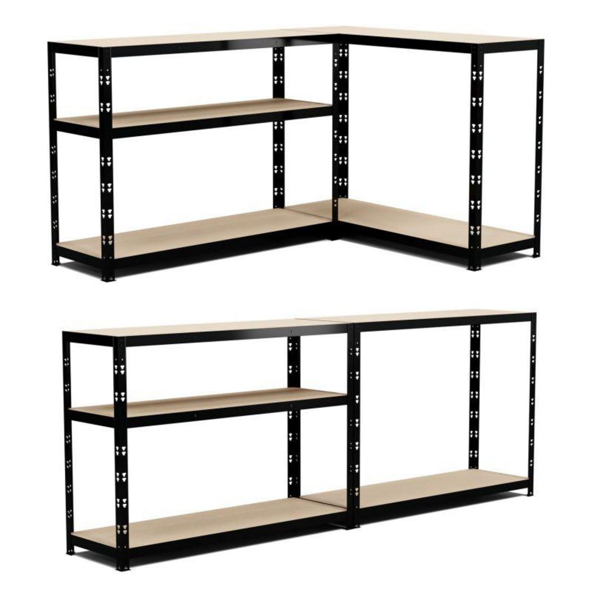 EUROSPEN Etagère de Rangement modulable et polyvalente pour atelier, garage, cave...Charges Lourdes 180x120x40cm - Noir