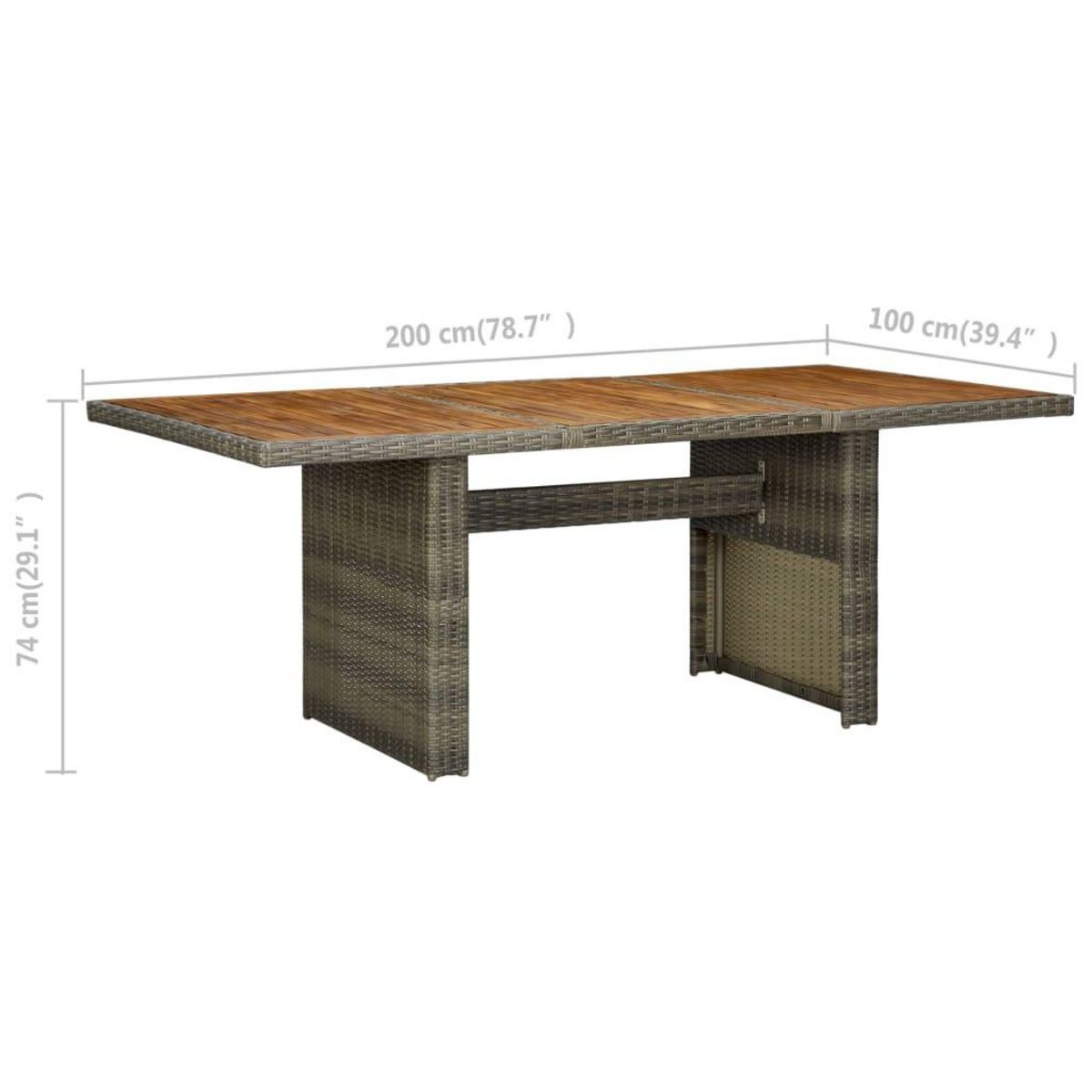 VIDAXL Table de jardin Marron Resine tressee et bois d'acacia massif