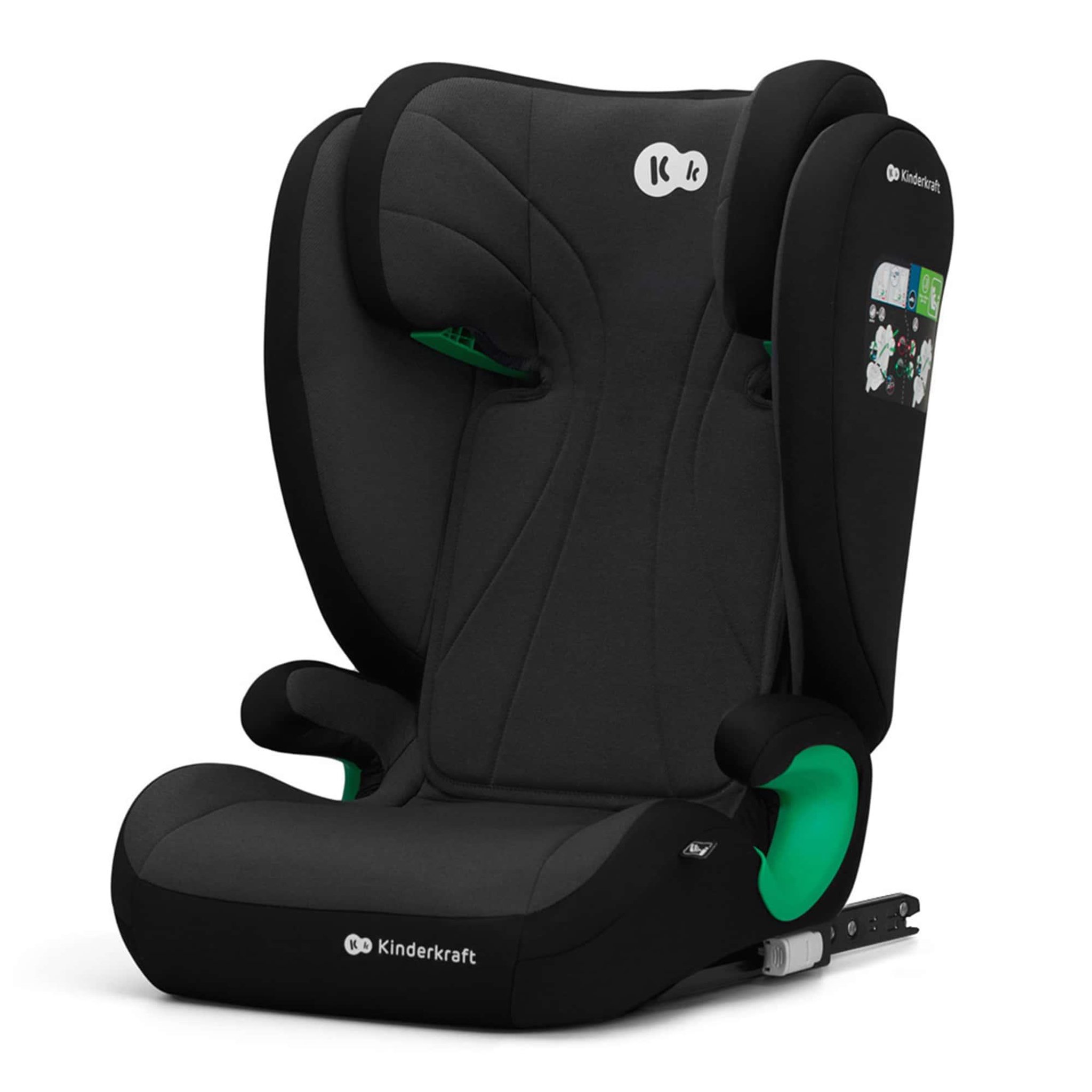 KINDERKRAFT Rehausseur auto isofix groupe 2 3 siege reglable. Coloris disponibles : Vert, Rouge