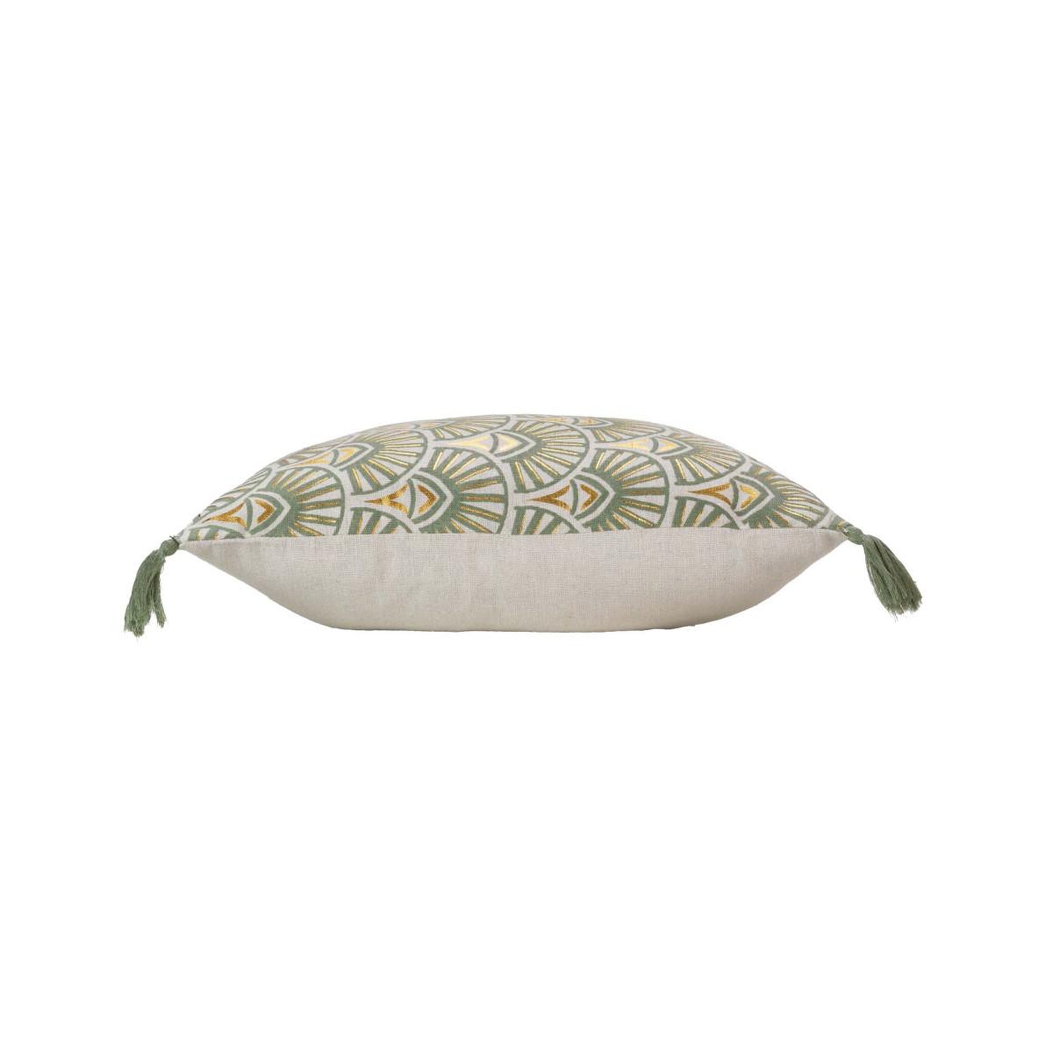 Voir la diapositive 2 : Douceur d'Intérieur Coussin déco pompons  icare  45x45cm vert