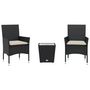 Voir la diapositive 2 : VIDAXL Ensemble de bistro avec coussins 3pcs noir resine tressee verre