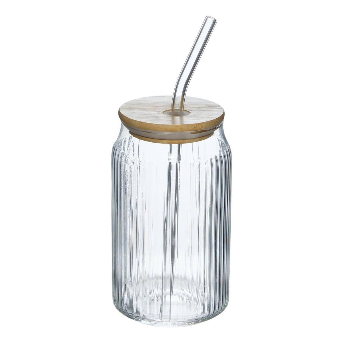 SECRET DE GOURMET Verre Cannette Avec Paille  Line  50cl Transparent