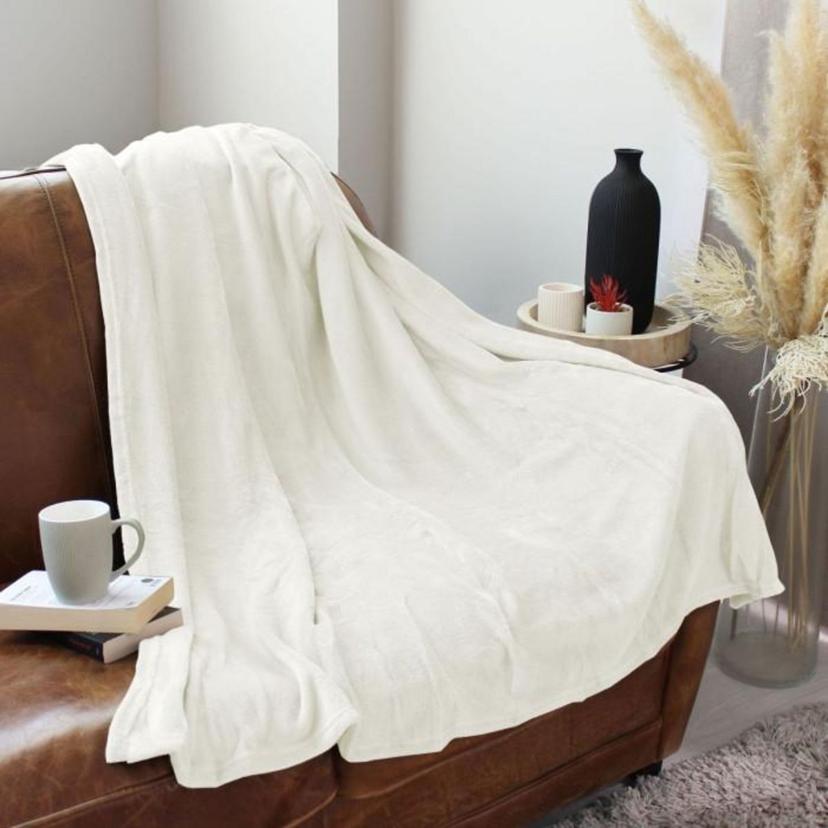 Paris Prix Plaid Polaire Uni  Coral Fleece  125x150cm Écru