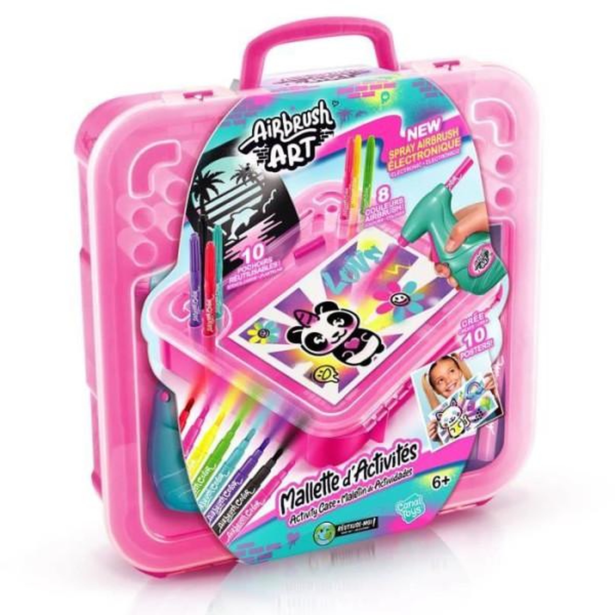 Voir la diapositive 2 : Canal Toys Canal toys - airbrush art - mallette d'activités avec spray électronique, pochoirs et feutres - air 017