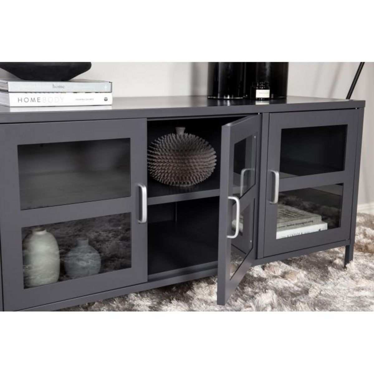 Paris Prix Meuble TV 3 Portes  Acero  120cm Gris Clair