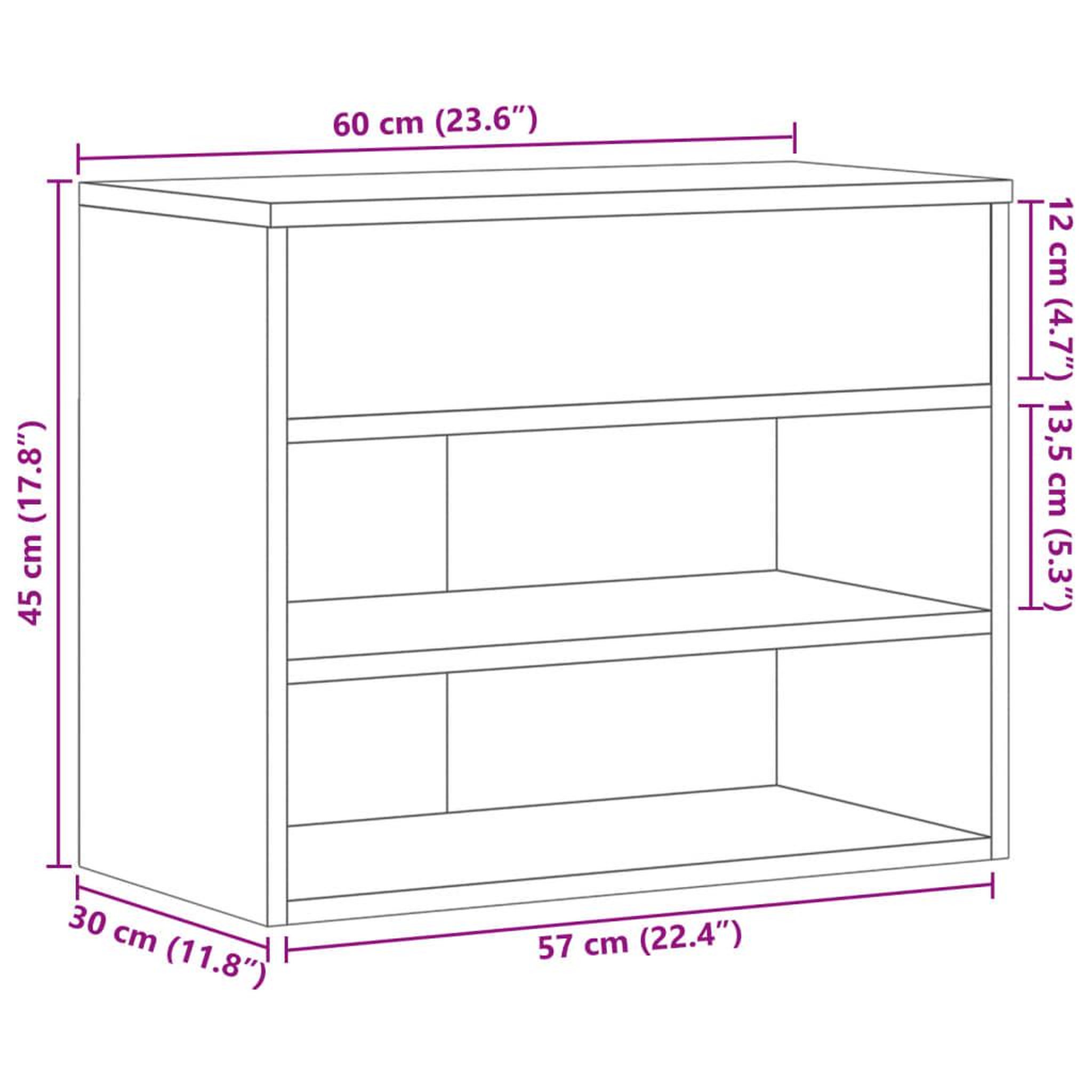 Voir la diapositive 6 : VIDAXL Banc a chaussures Blanc brillant 60x30x45 cm Bois d'ingenierie