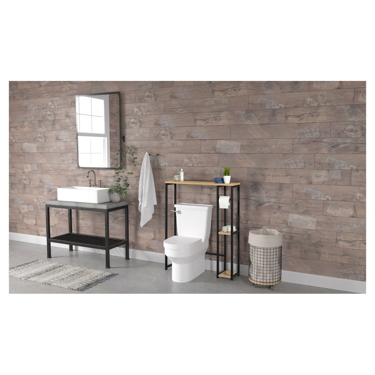 Meuble dessus wc 1 étagère + etagères latérales HOUSTON