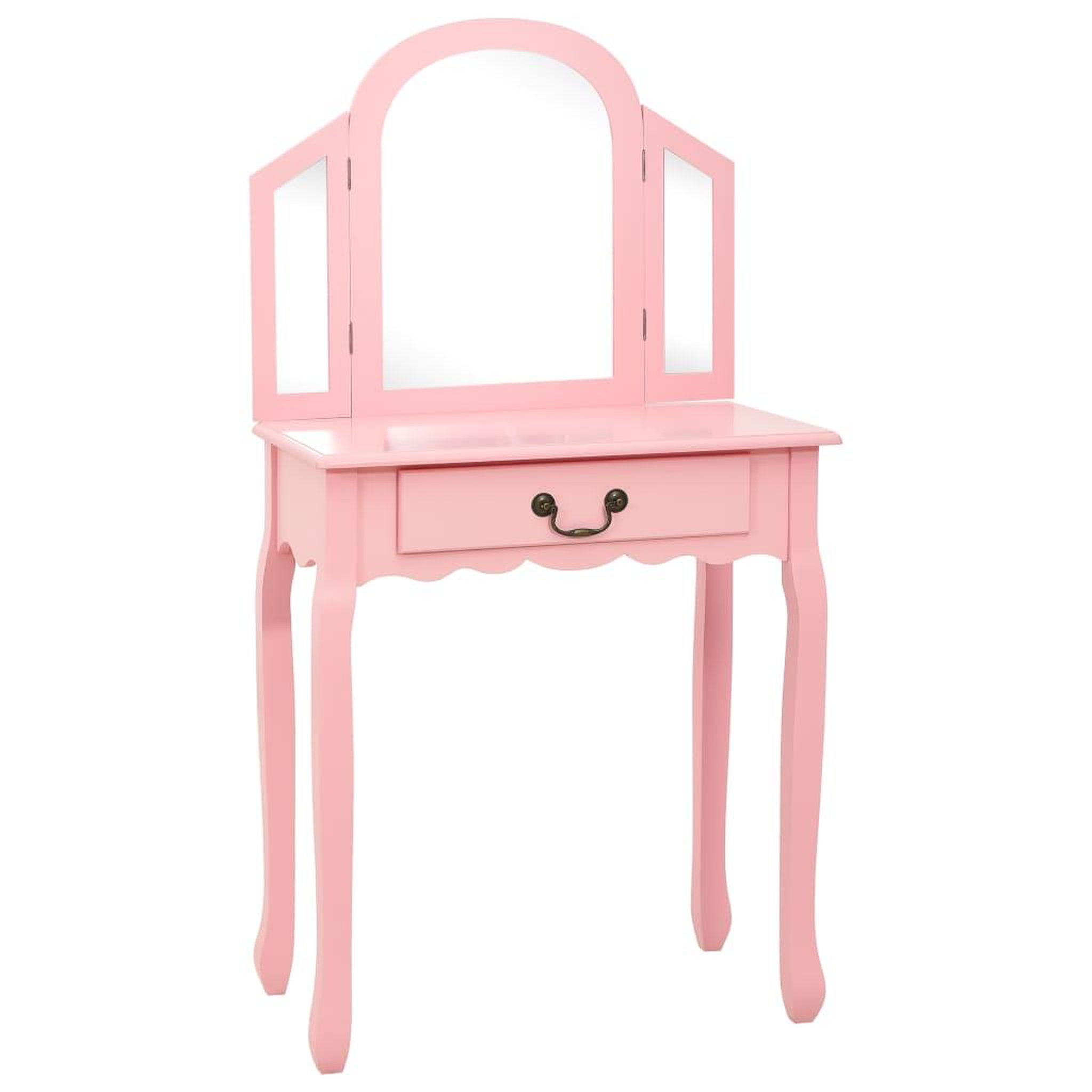 Voir la diapositive 2 : VIDAXL Coiffeuse et tabouret Rose 65x36x128 cm Bois de paulownia MDF