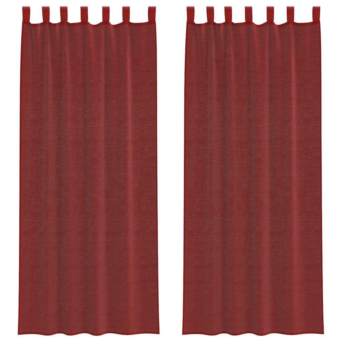 VIDAXL Rideaux en voile avec passe-tringles 2 pcs rouge bordeaux