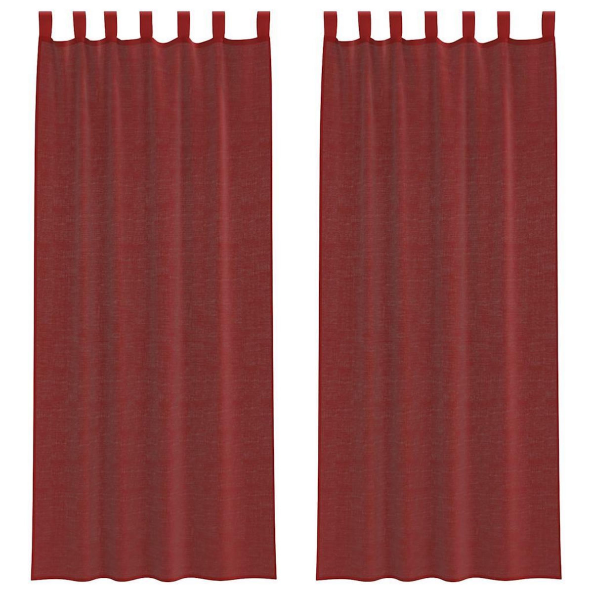 VIDAXL Rideaux en voile avec passe-tringles 2 pcs rouge bordeaux