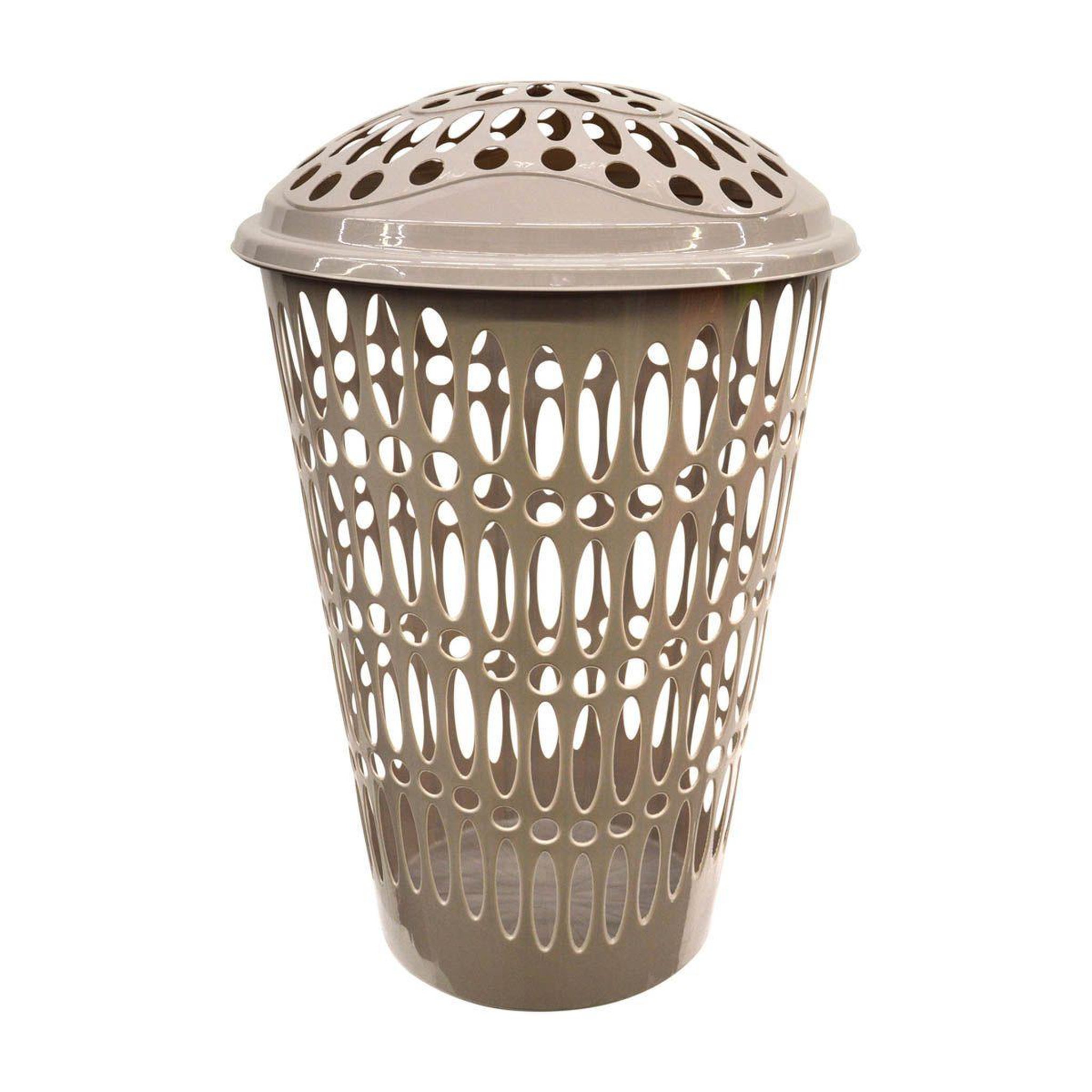 HOMEA Panier à linge rond  ajouré  66cm taupe