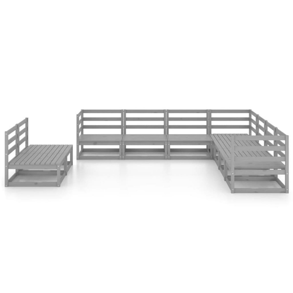 VIDAXL Salon de jardin 9 pcs gris bois de pin massif