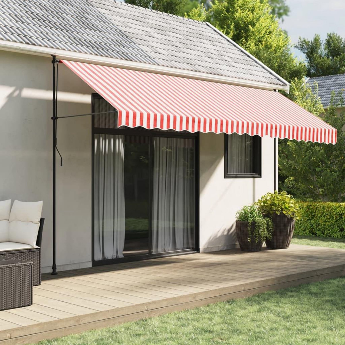 VIDAXL Tissu de remplacement pour auvent rayures rouges et blanches