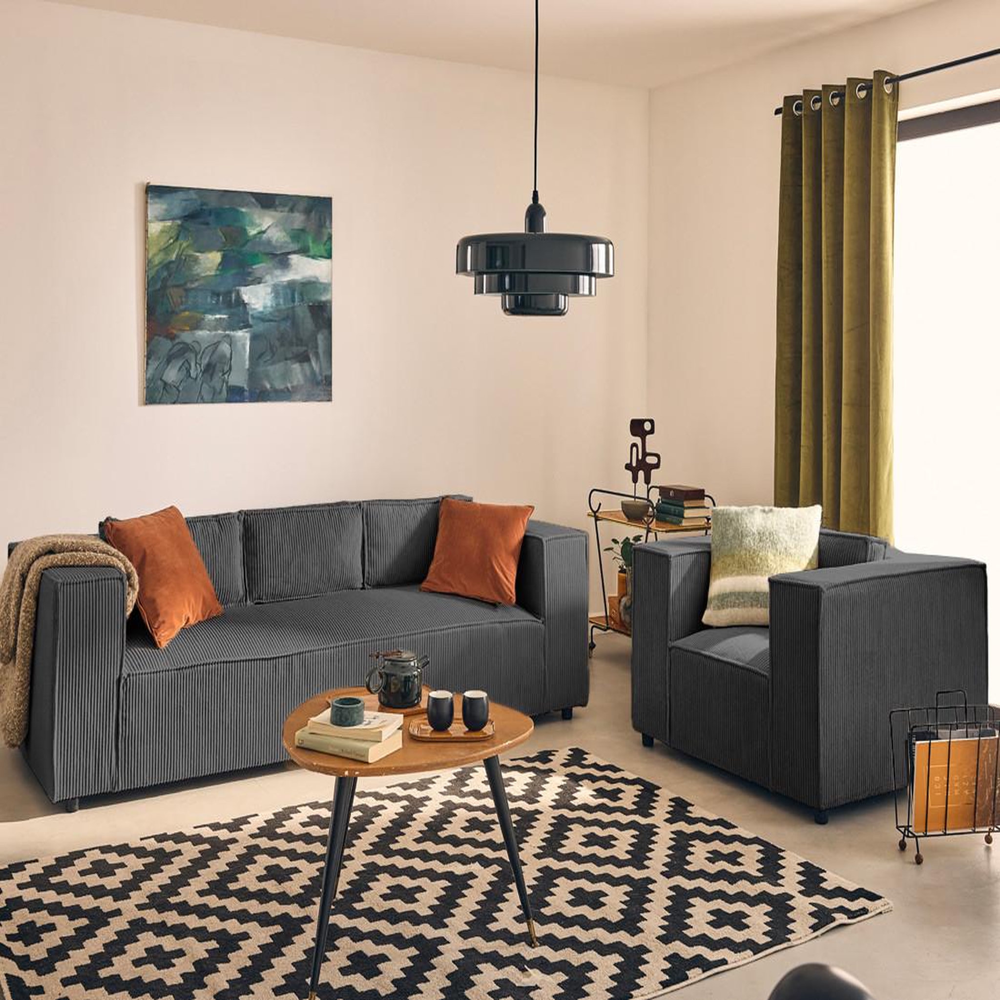 Voir la diapositive 1 : LISA DESIGN Stella - fauteuil en velours côtelé