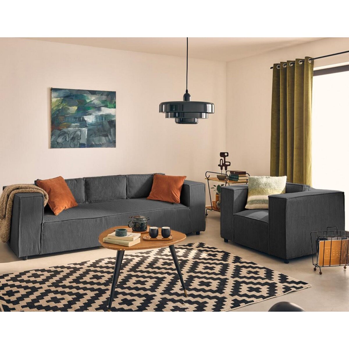 LISA DESIGN Stella - fauteuil en velours côtelé