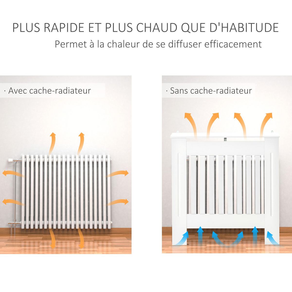 HOMCOM Cache-radiateur design panneau - grille d'aération verticale à lattes - dim. 78L x 19l x 81H cm - MDF blanc