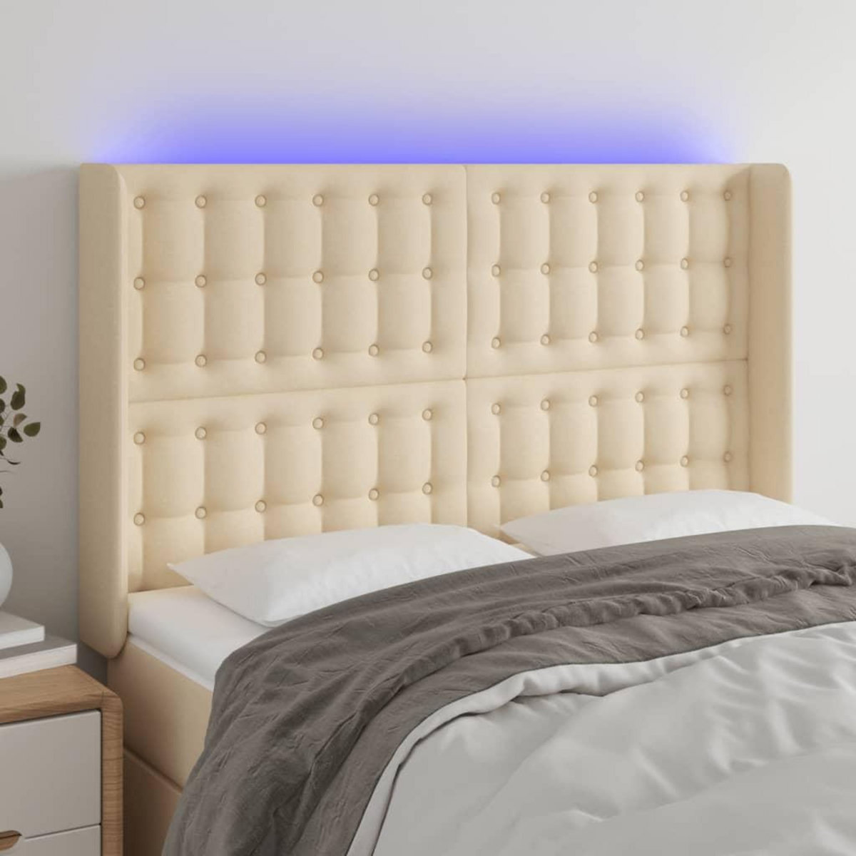 VIDAXL Tete de lit a LED Creme 147x16x118/128 cm Tissu
