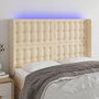 Voir la diapositive 1 : VIDAXL Tete de lit a LED Creme 147x16x118/128 cm Tissu