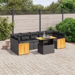 VIDAXL Salon de jardin 8 pcs avec coussins noir resine tressee