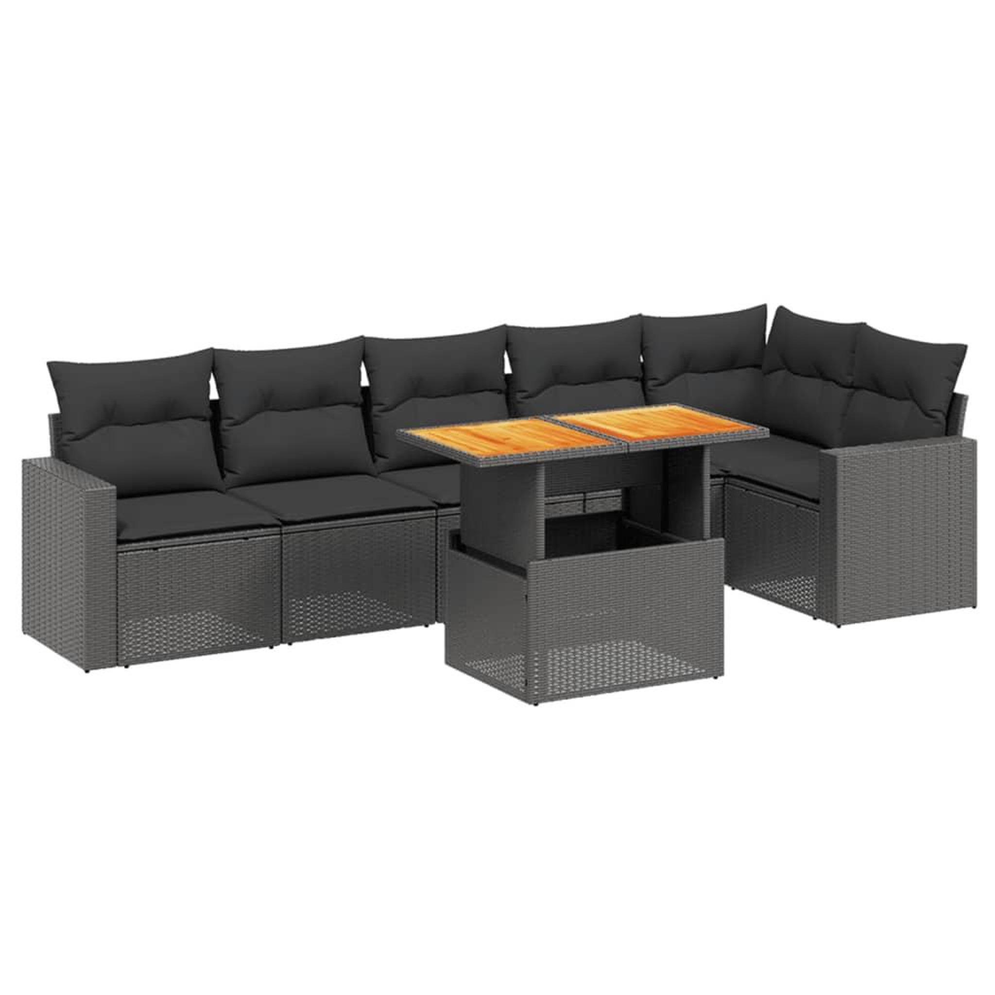 Voir la diapositive 2 : VIDAXL Salon de jardin 7 pcs avec coussins noir resine tressee