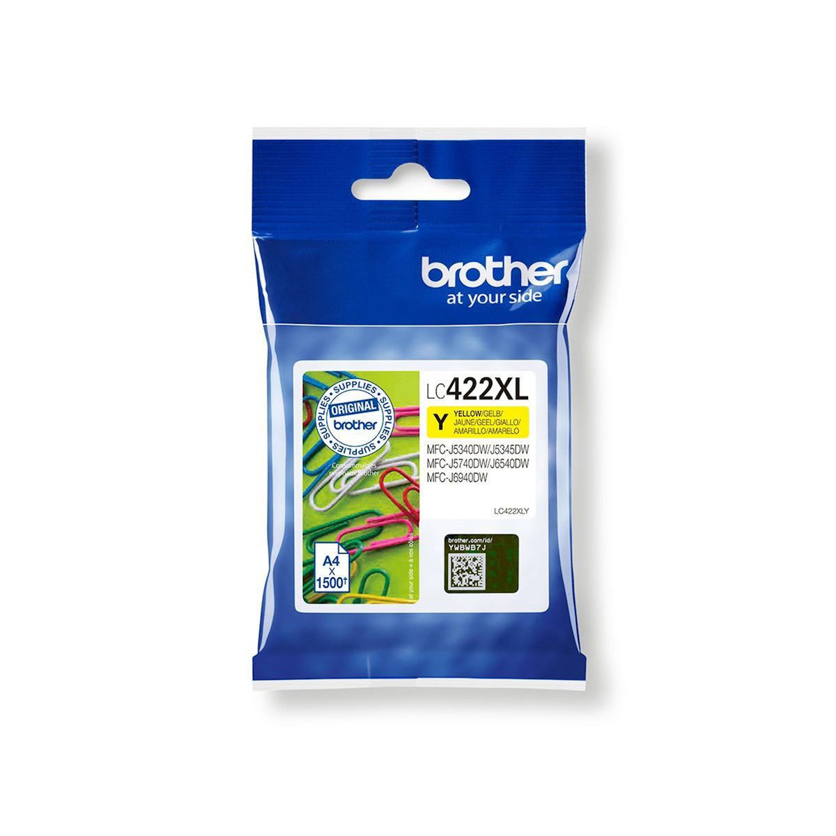 Brother Cartouche d'encre Originale LC422 XL Jaune (Yellow) Haute Capacité - LC422XLY