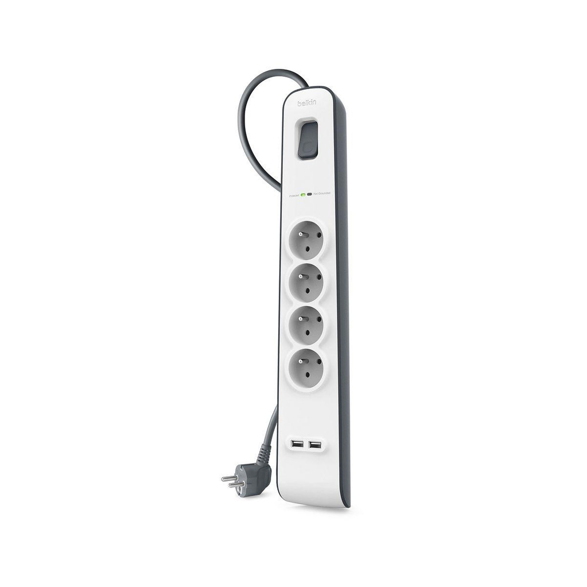 Voir la diapositive 4 : Belkin Parafoudre 4 prises parafoudres + 2 USB