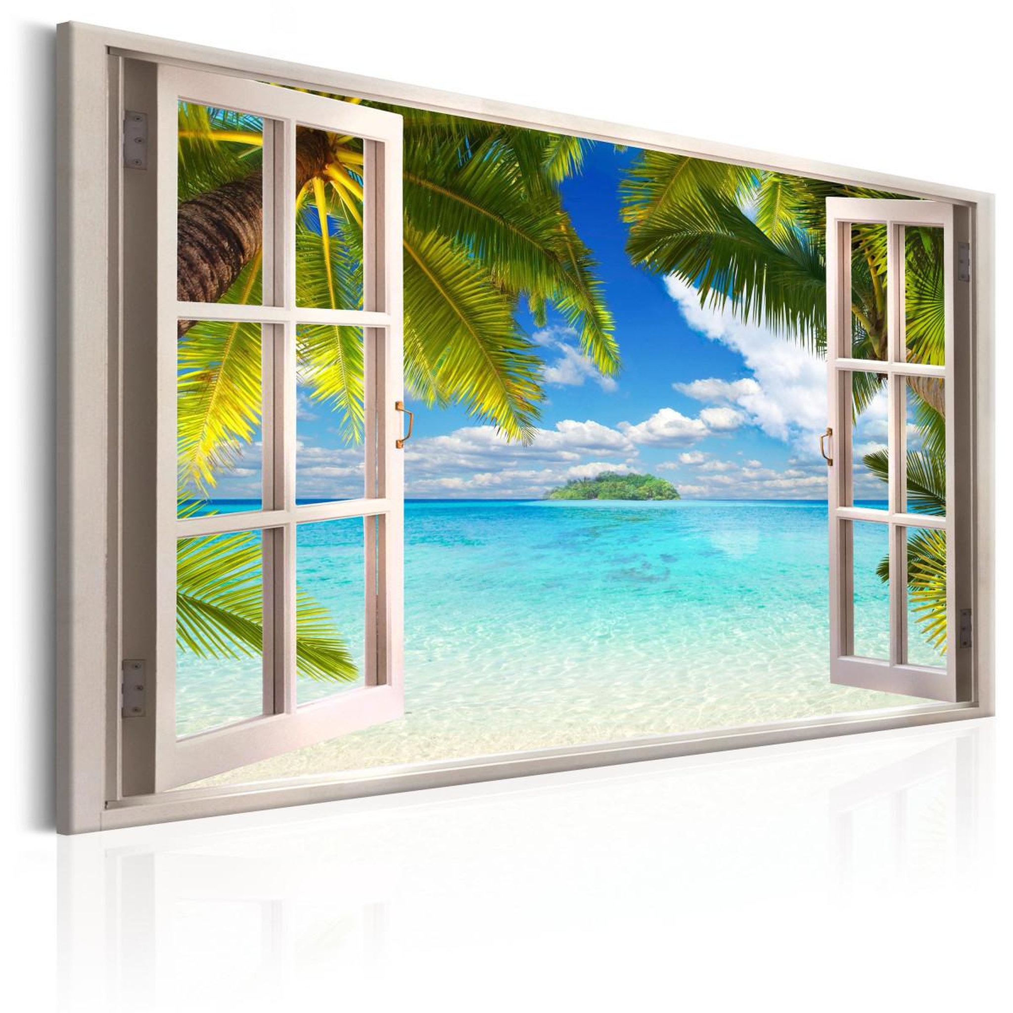 Paris Prix Tableau imprimé  window : sea view. Coloris disponibles : Multicolore