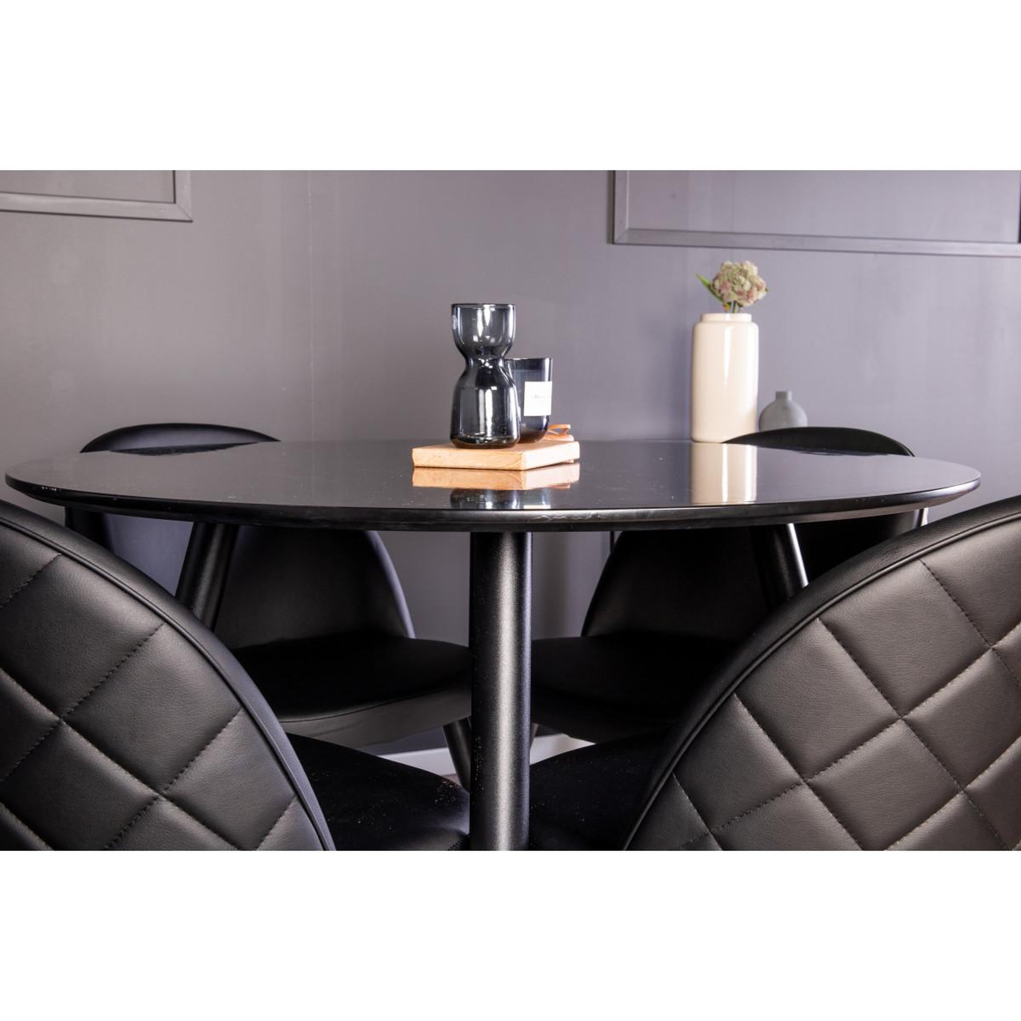 Voir la diapositive 5 : Paris Prix Ensemble table à manger & 4 chaises design  plaza & velvet  100cm noir