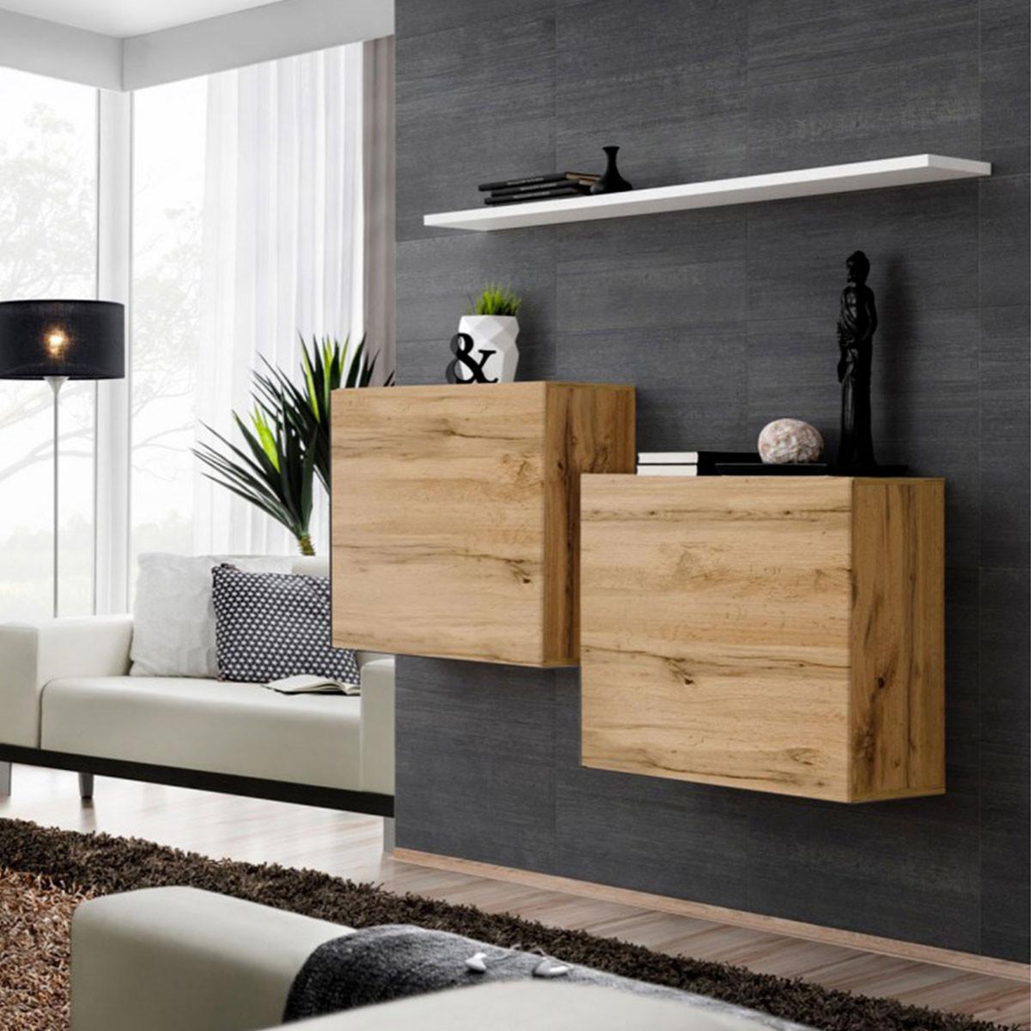 Paris Prix Lot de 2 blocs & étagère  switch sbi  130cm naturel & blanc