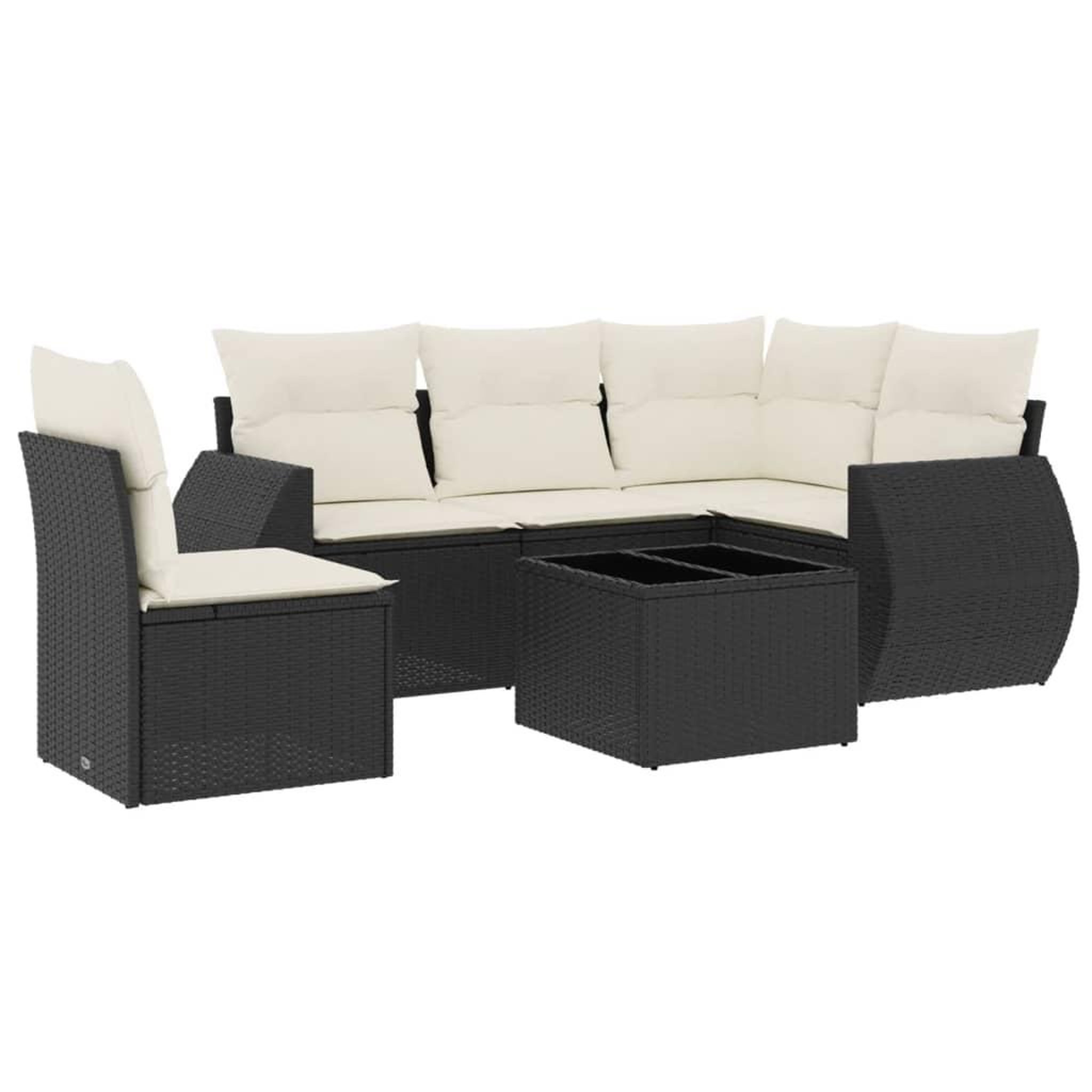 Voir la diapositive 2 : VIDAXL Salon de jardin 6 pcs avec coussins noir resine tressee
