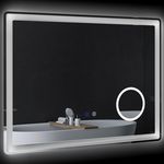KLEANKIN Miroir lumineux LED salle de bain dim. 80L x 60H cm anti-buée grossissant x3 réglable fonction mémoire